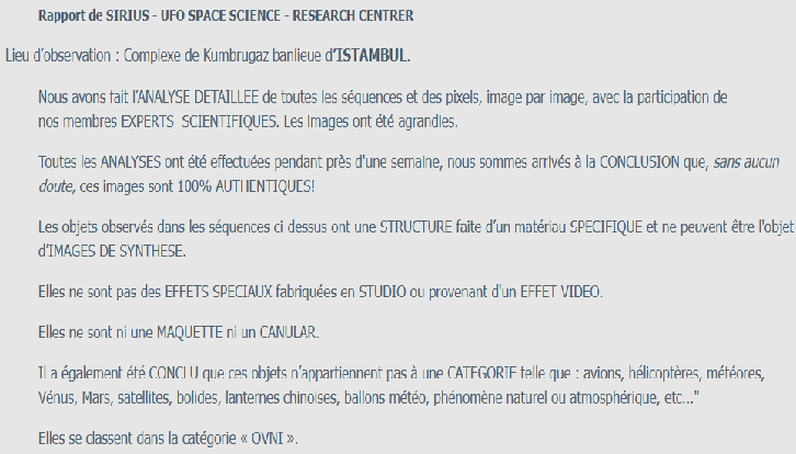 Rapport de sirius